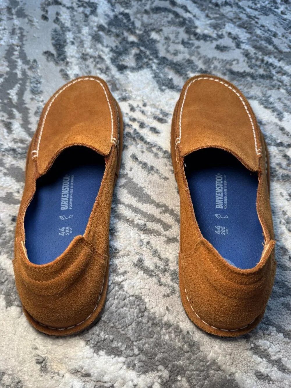 Birkenstock Utti Loafers in Mink Suede with White Contrast Stitching